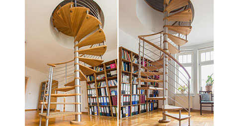 Spindeltreppe und Wendeltreppe in Holz und Edelstahl in Fulda